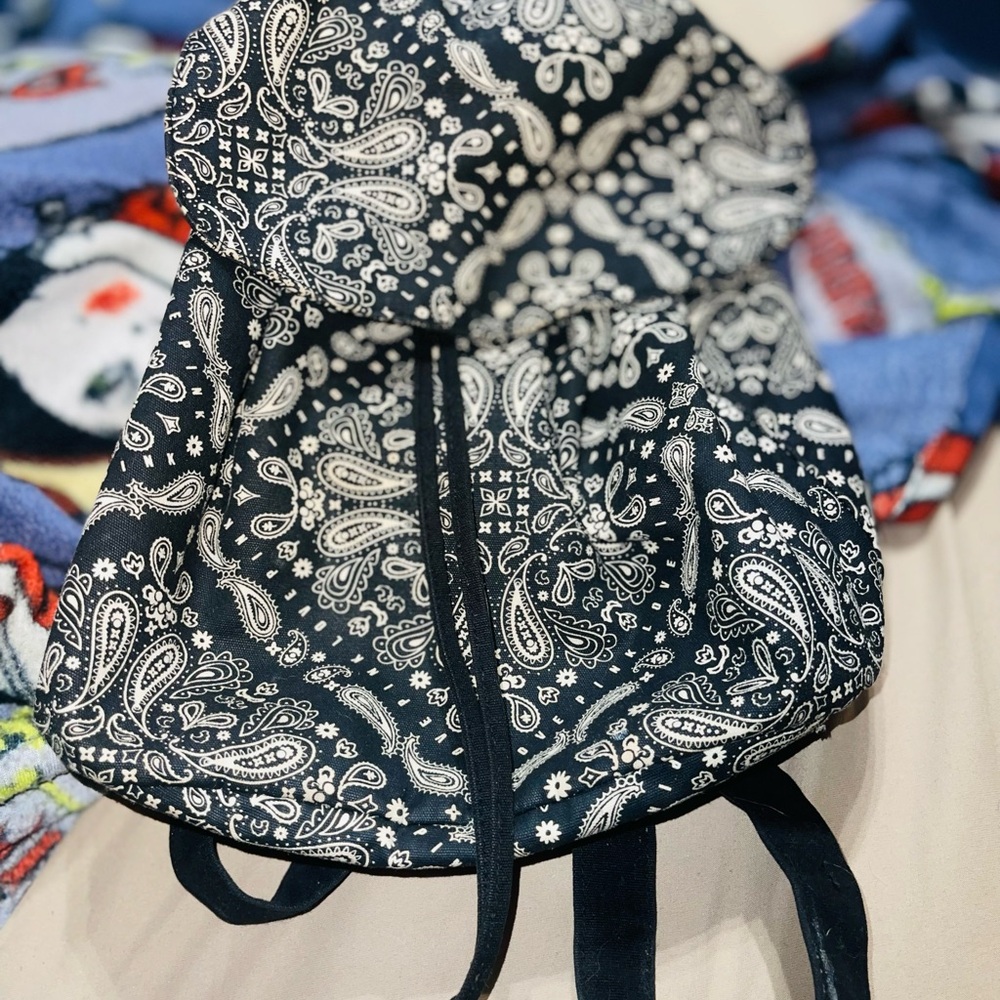 PINK Victoria's Secret Black and White Paisley Backpack